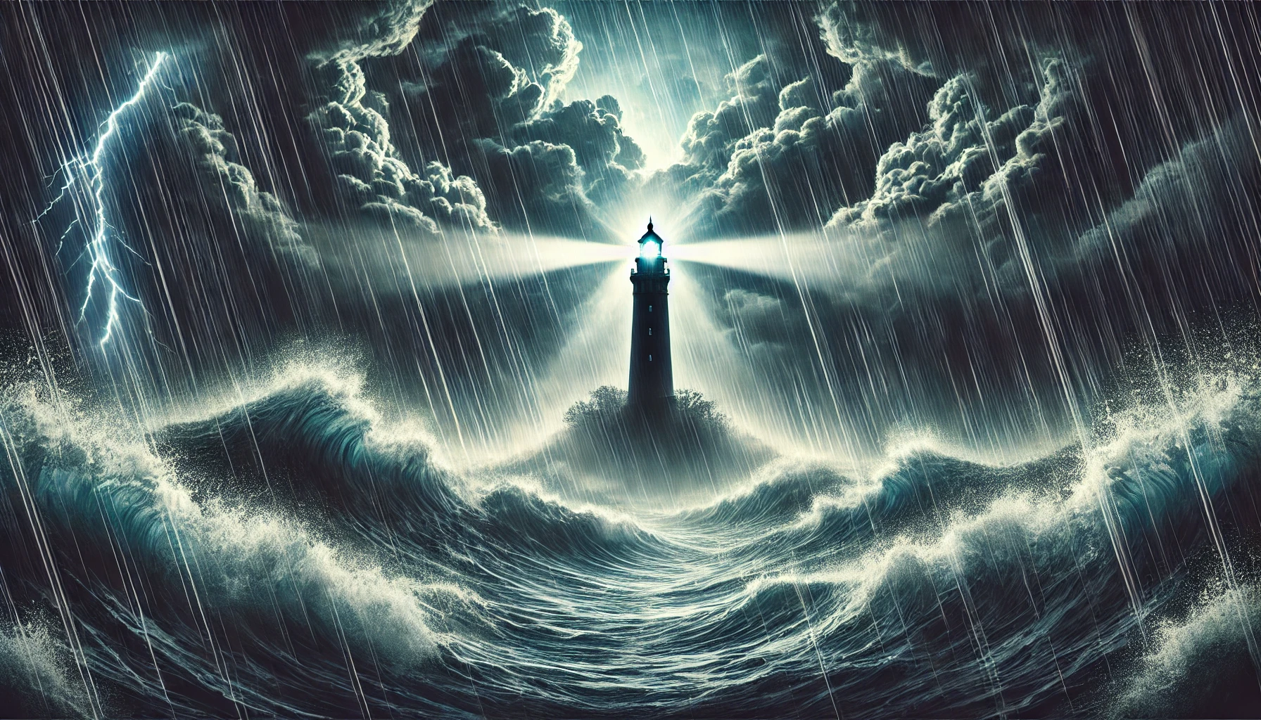 Lighthouse standing in a storm